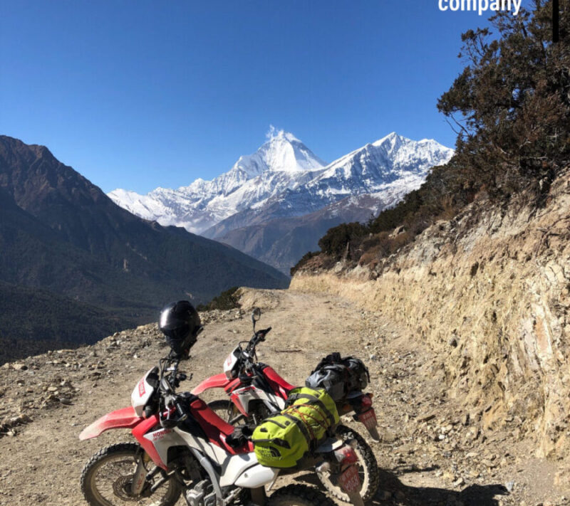 A couple on beautiful Honda CRF250 in the mountain of Nepal