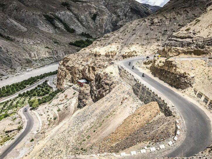 Winding road to ride in Spiti Valley India Motorcycle tour