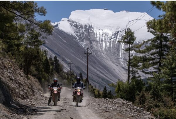 Manang Motorcycle Adventure riding together in the Himalayas