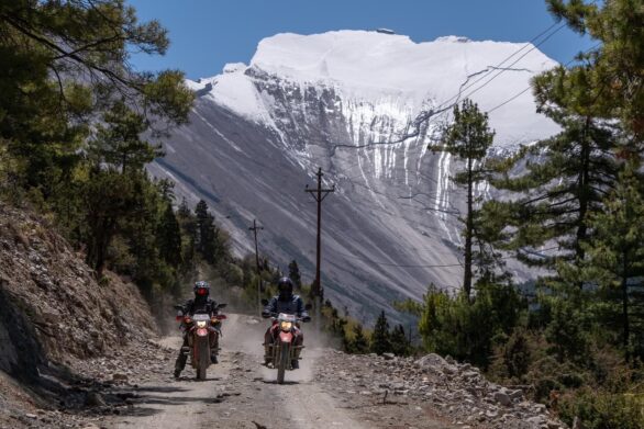 Adventure Riders taking a short break enroute to Manang Nepal