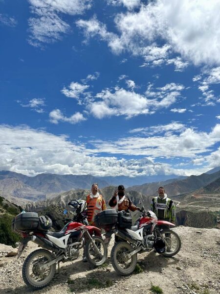 Riders posing at Mustang while enroute to Beni Nepal