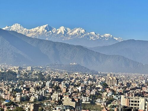 Spectacular view of the Himalayas from Kathmandu on a scenic day ride