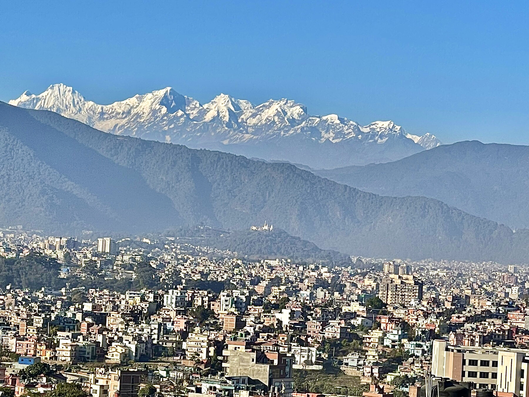 Spectacular view of the Himalayas on Kathmandu scenic day ride