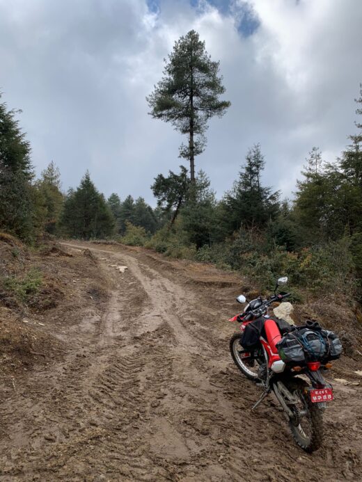 Riding up the hill on Everest motorcycle tour
