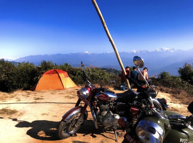 Riders at Nagarkot in a Motorcycle tour from Kathmandu