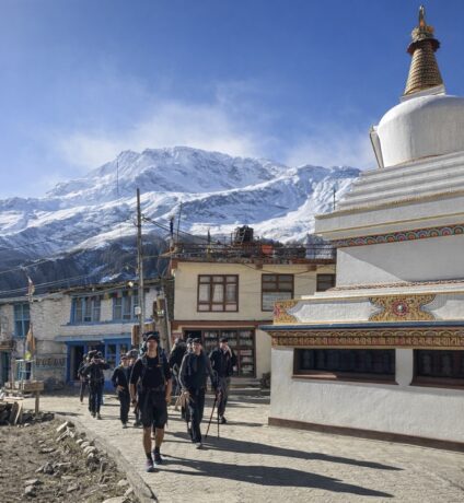 Trekkers exploring the region of Manang, Nepal