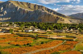 A valley of Upper Mustang in the Kingdom of Lo